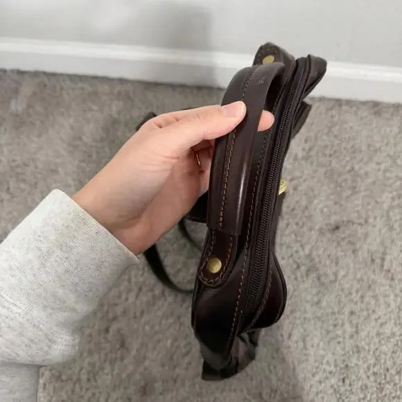 Vera Pelle Dark Brown Italian Leather Backpack Made in Italy Luxury - Picture 11 of 15